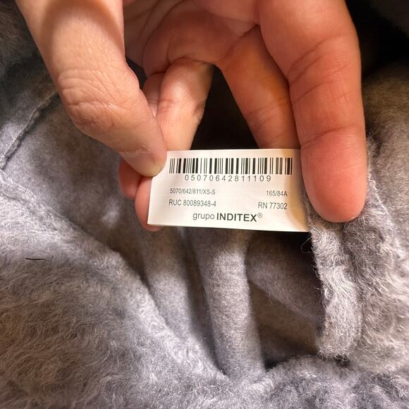 Zara Oversized Bouclé Bomber Jacket Women’s Gray Zip Front Cozy Winter XS-S - Picture 8 of 11